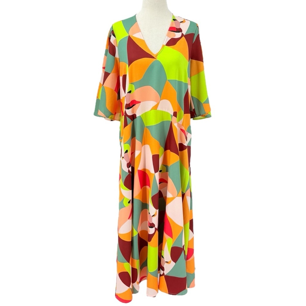 Anthropologie Hutch Colorful Abstract Face Oversized Tent Maxi Dress XS